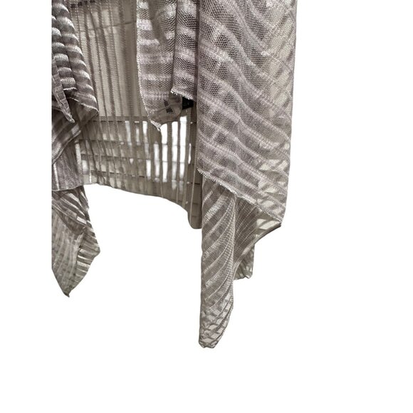 🍒 2/$20 🍒 Silver Striped Sheer Cascading Front Cardigan OS - Picture 3 of 6